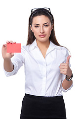 Image showing Business woman holding credit card