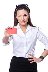 Image showing Business woman holding credit card