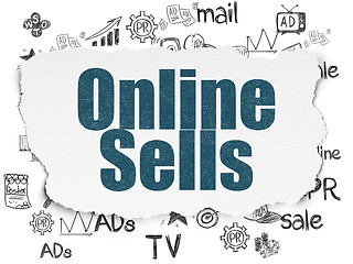 Image showing Advertising concept: Online Sells on Torn Paper background