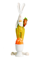 Image showing Easter bunny with carot and egg