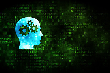 Image showing Learning concept: Head With Gears on digital background