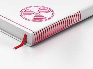 Image showing Science concept: closed book, Radiation on white background