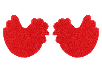 Image showing Two red hens