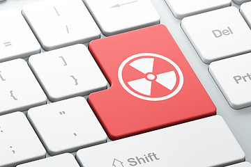 Image showing Science concept: Radiation on computer keyboard background