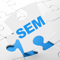 Image showing Marketing concept: SEM on puzzle background