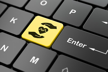 Image showing Insurance concept: Heart And Palm on computer keyboard background