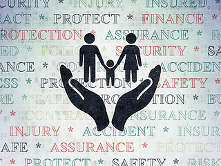 Image showing Insurance concept: Family And Palm on Digital Paper background