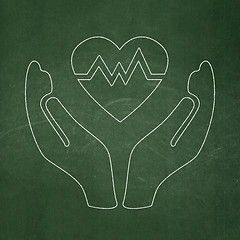 Image showing Insurance concept: Heart And Palm on chalkboard background