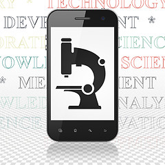 Image showing Science concept: Smartphone with Microscope on display