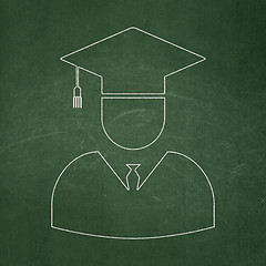 Image showing Science concept: Student on chalkboard background