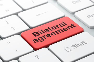 Image showing Insurance concept: Bilateral Agreement on computer keyboard background