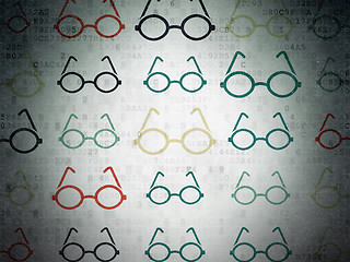 Image showing Education concept: Glasses icons on Digital Paper background