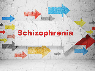 Image showing Health concept: arrow with Schizophrenia on grunge wall background