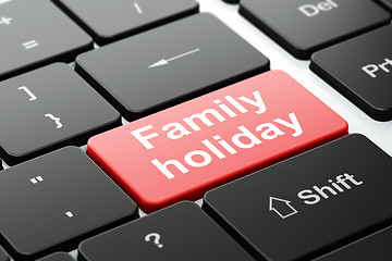 Image showing Tourism concept: Family Holiday on computer keyboard background