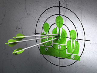 Image showing Law concept: arrows in Business Team target on wall background