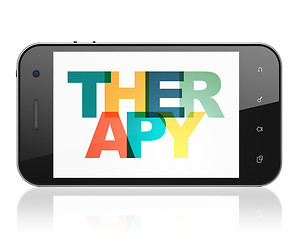 Image showing Health concept: Smartphone with Therapy on  display