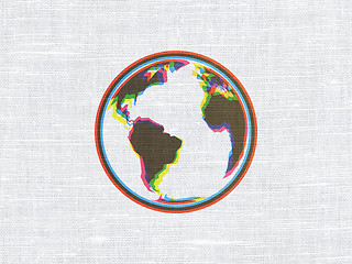 Image showing Science concept: Globe on fabric texture background