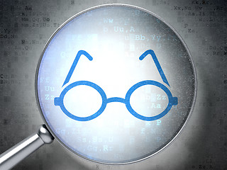 Image showing Studying concept: Glasses with optical glass on digital background