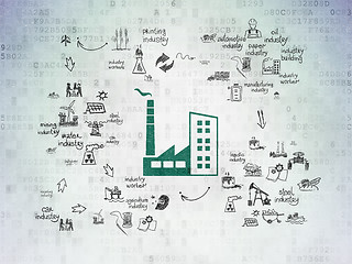 Image showing Manufacuring concept: Industry Building on Digital Paper background