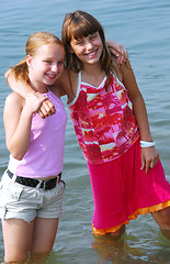 Image showing Two preteen girls