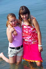 Image showing Two preteen girls