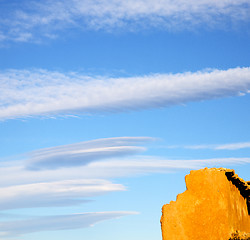 Image showing season clouds   africa in morocco  old    contruction and the hi