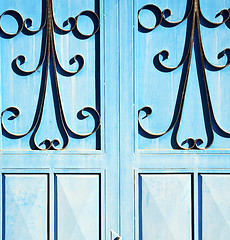 Image showing blue hinges      rusty      morocco in africa the old wood  faca