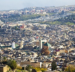 Image showing from high in the village morocco africa field and constructions