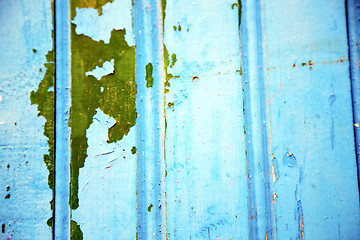 Image showing blue hinges      rusty      morocco in africa green
