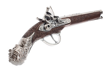 Image showing Antique musket on white background