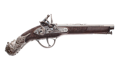 Image showing Antique musket on white background