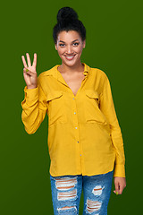 Image showing Woman showing one finger