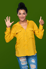 Image showing Woman showing six fingers