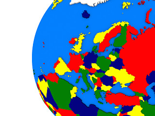 Image showing European continent on political globe