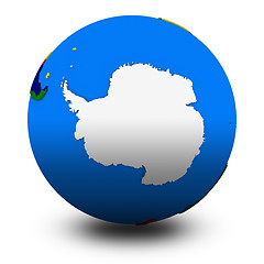 Image showing Antarctica on political globe illustration