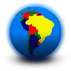 Image showing south America on political globe