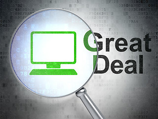 Image showing Business concept: Computer Pc and Great Deal with optical glass