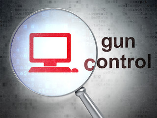 Image showing Security concept: Computer Pc and Gun Control with optical glass