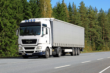 Image showing White MAN TGX 18.440 Semi Truck on the Road