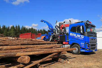 Image showing Woodchipper Mounted on Volvo FH16 Truck