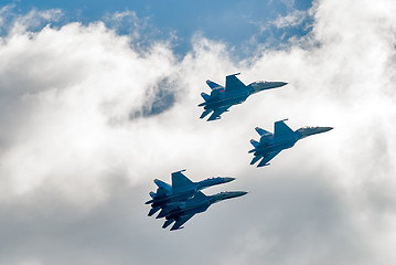 Image showing Group flight of russian pilotage team on SU-27