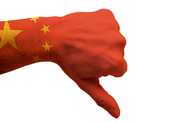 Image showing Thumb Down for China