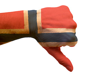 Image showing Thumbs Down for Norway