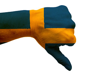 Image showing Thumbs Down for Sweden