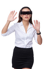 Image showing Beautiful business woman with futuristic glasses