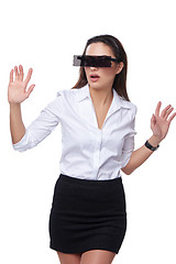 Image showing Beautiful business woman with futuristic glasses