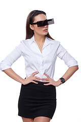 Image showing Beautiful business woman with futuristic glasses