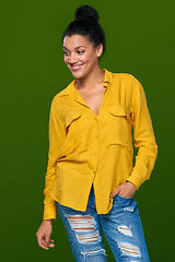 Image showing Smiling carefree mixed race woman