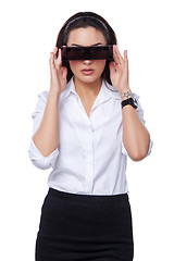 Image showing Beautiful business woman with futuristic glasses