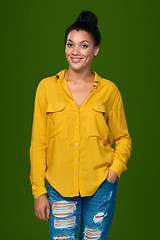 Image showing Smiling carefree mixed race woman